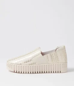 Becca Almond Metallic Cut Leather Sneakers