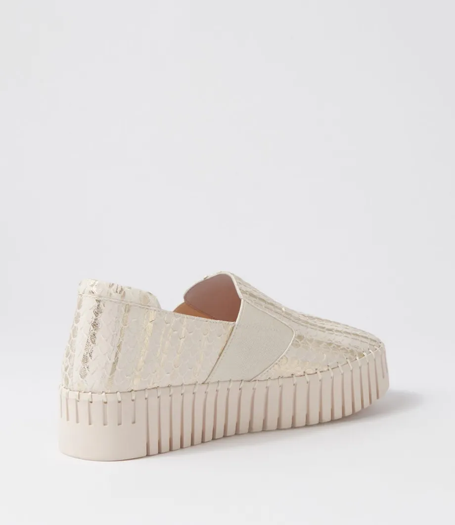 Becca Almond Metallic Cut Leather Sneakers