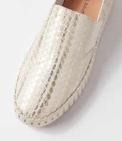 Becca Almond Metallic Cut Leather Sneakers