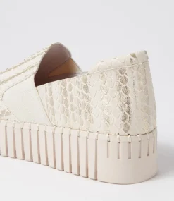 Becca Almond Metallic Cut Leather Sneakers