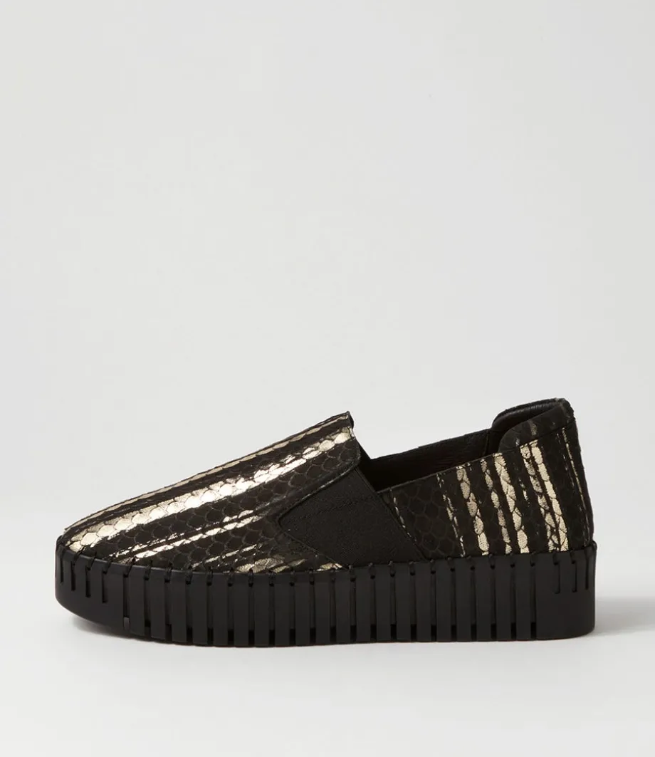 Becca Black Metallic Cut Leather Sneakers