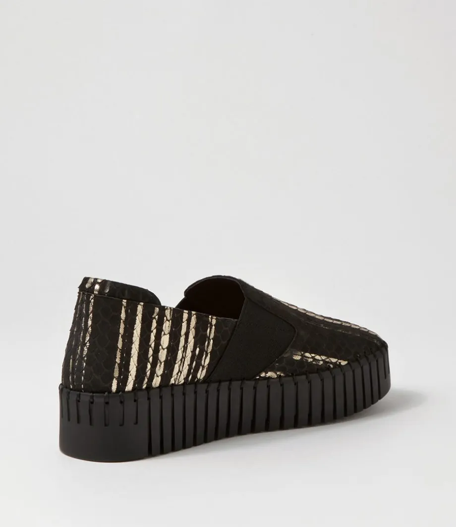 Becca Black Metallic Cut Leather Sneakers
