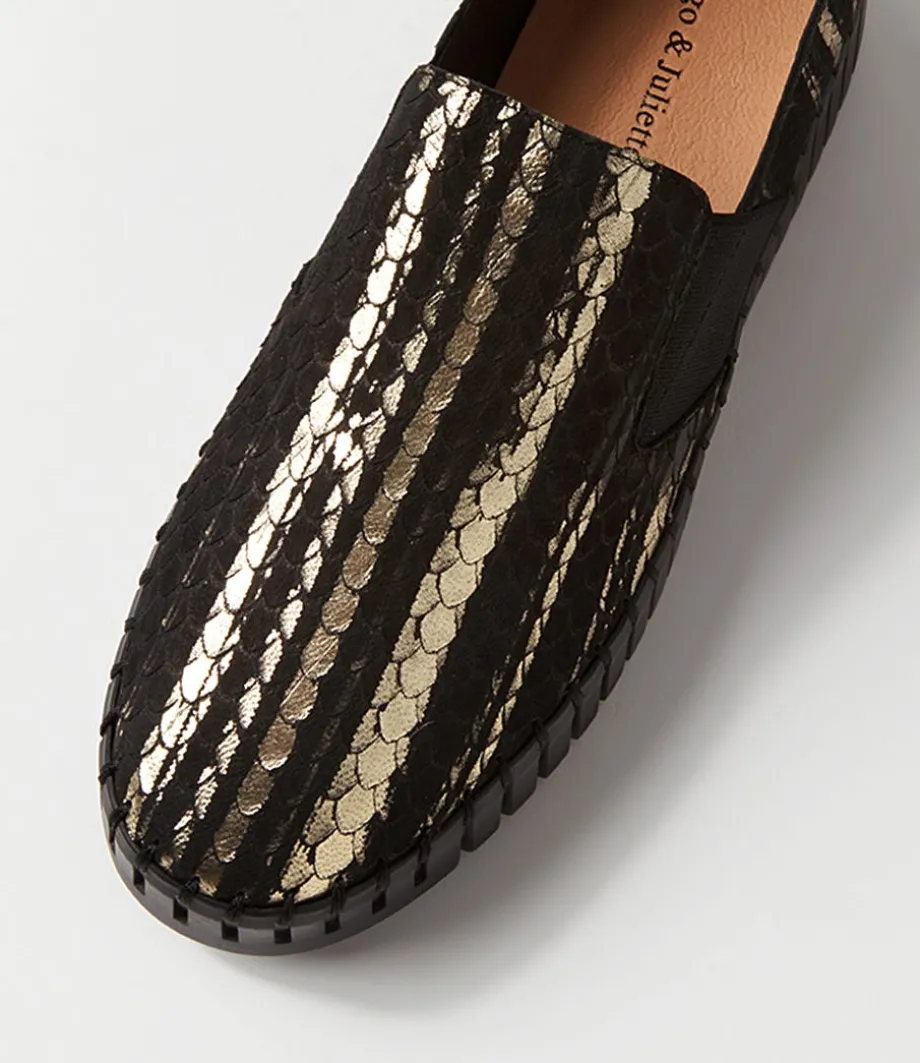Becca Black Metallic Cut Leather Sneakers