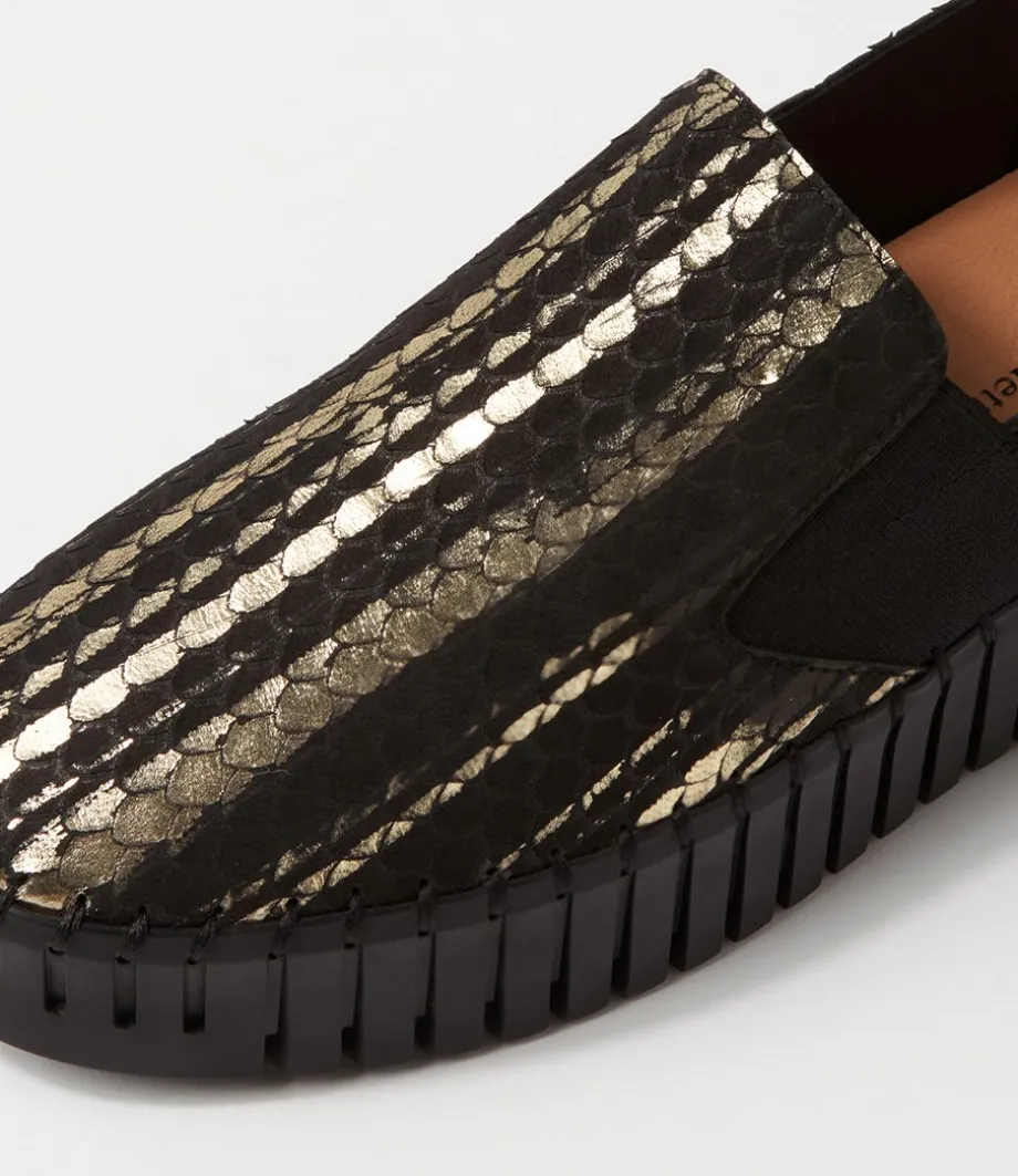 Becca Black Metallic Cut Leather Sneakers