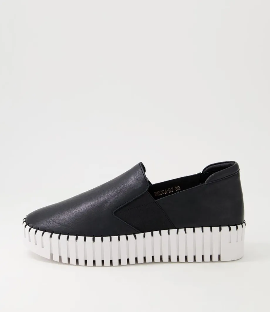 Becca Black White Leather Sneakers