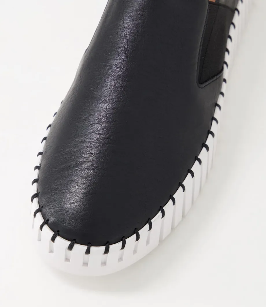 Becca Black White Leather Sneakers
