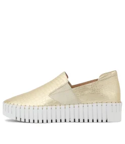 Becca Gold Croco Leather Sneakers Ws