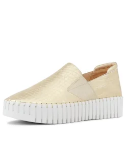 Becca Gold Croco Leather Sneakers Ws
