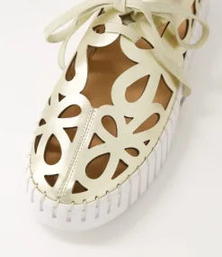 Bello Pale Gold Crush Leather Sneakers