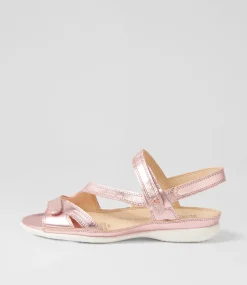 Belta W Rose Metallic Leather Sandals