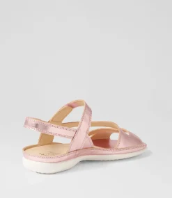 Belta W Rose Metallic Leather Sandals