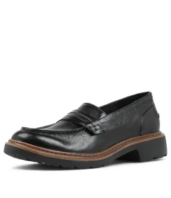 Benicio Black Leather Loafers