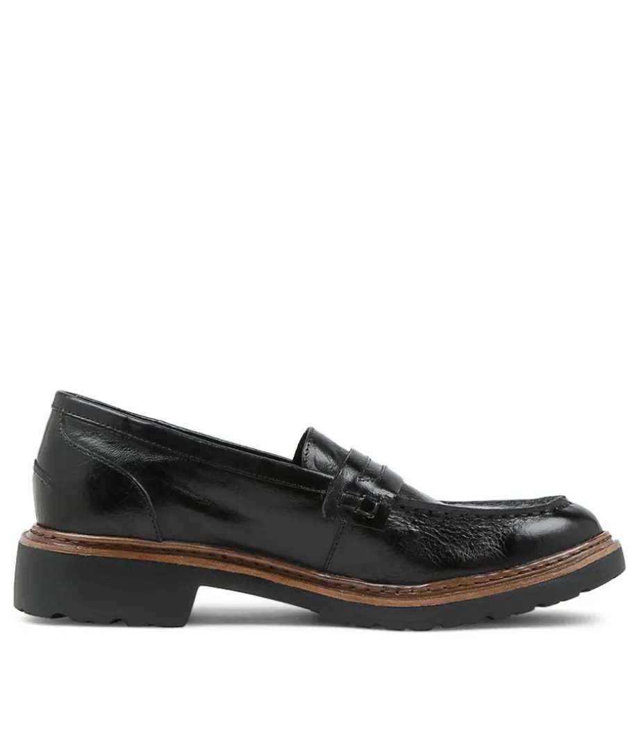 Benicio Black Leather Loafers