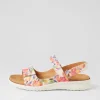Benji Xw Orange Floral White Leather Sandals