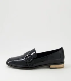 Benza Black Wrinkle Patent Leather Flat Shoes
