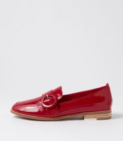 Benza Dark Red Wrinkle Patent Loafers