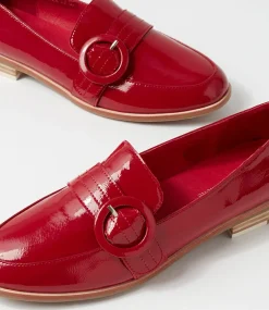 Benza Dark Red Wrinkle Patent Loafers