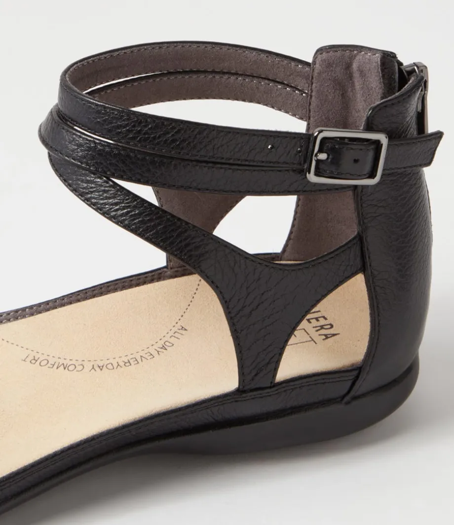 Bethie W Black Leather Sandals