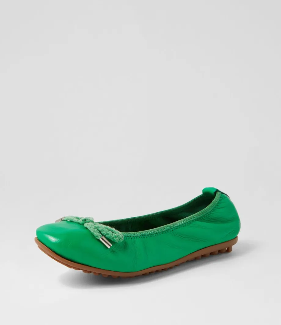 Beyond Bright Emerald Leather Ballet Flats