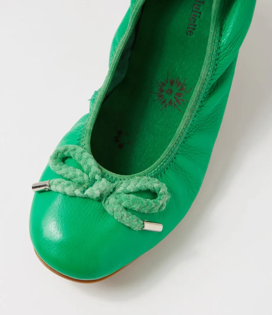 Beyond Bright Emerald Leather Ballet Flats