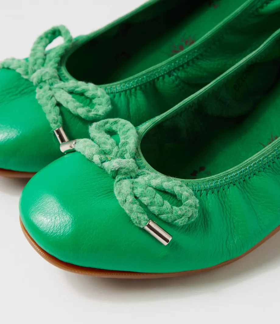 Beyond Bright Emerald Leather Ballet Flats