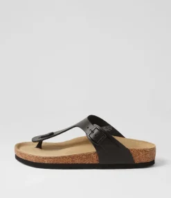 Bianca 02 Schwarz Leather Sandals