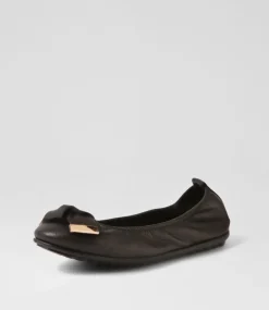 Biddies Black Leather Flat Shoes