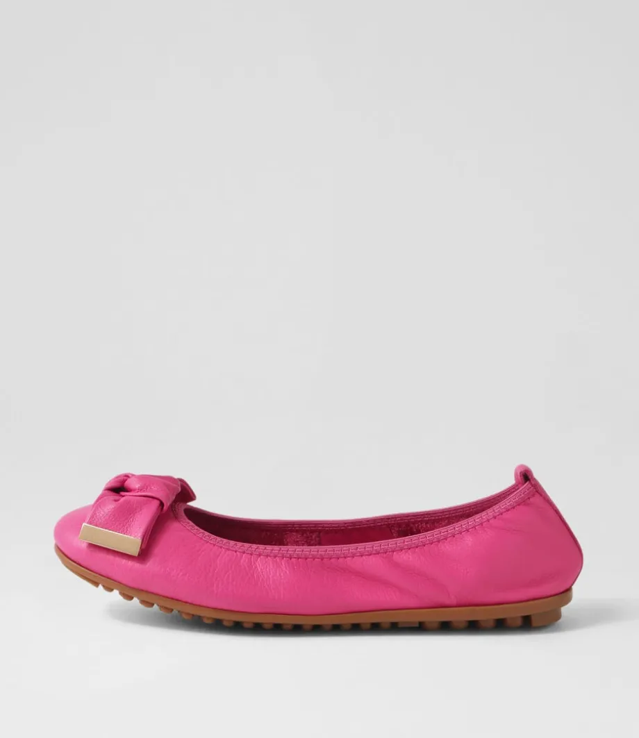 Biddies Fuchsia Leather Flat Shoes