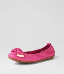 Biddies Fuchsia Leather Flat Shoes
