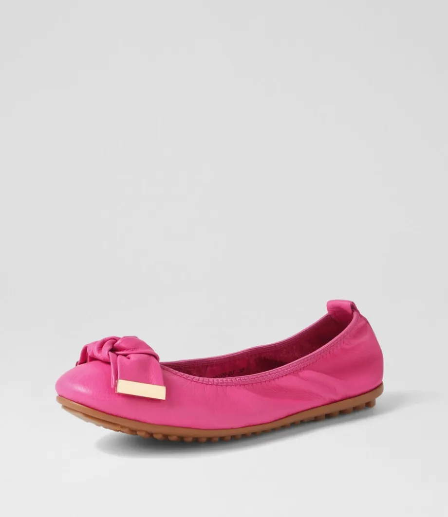 Biddies Fuchsia Leather Flat Shoes