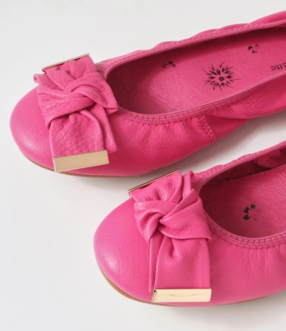 Biddies Fuchsia Leather Flat Shoes