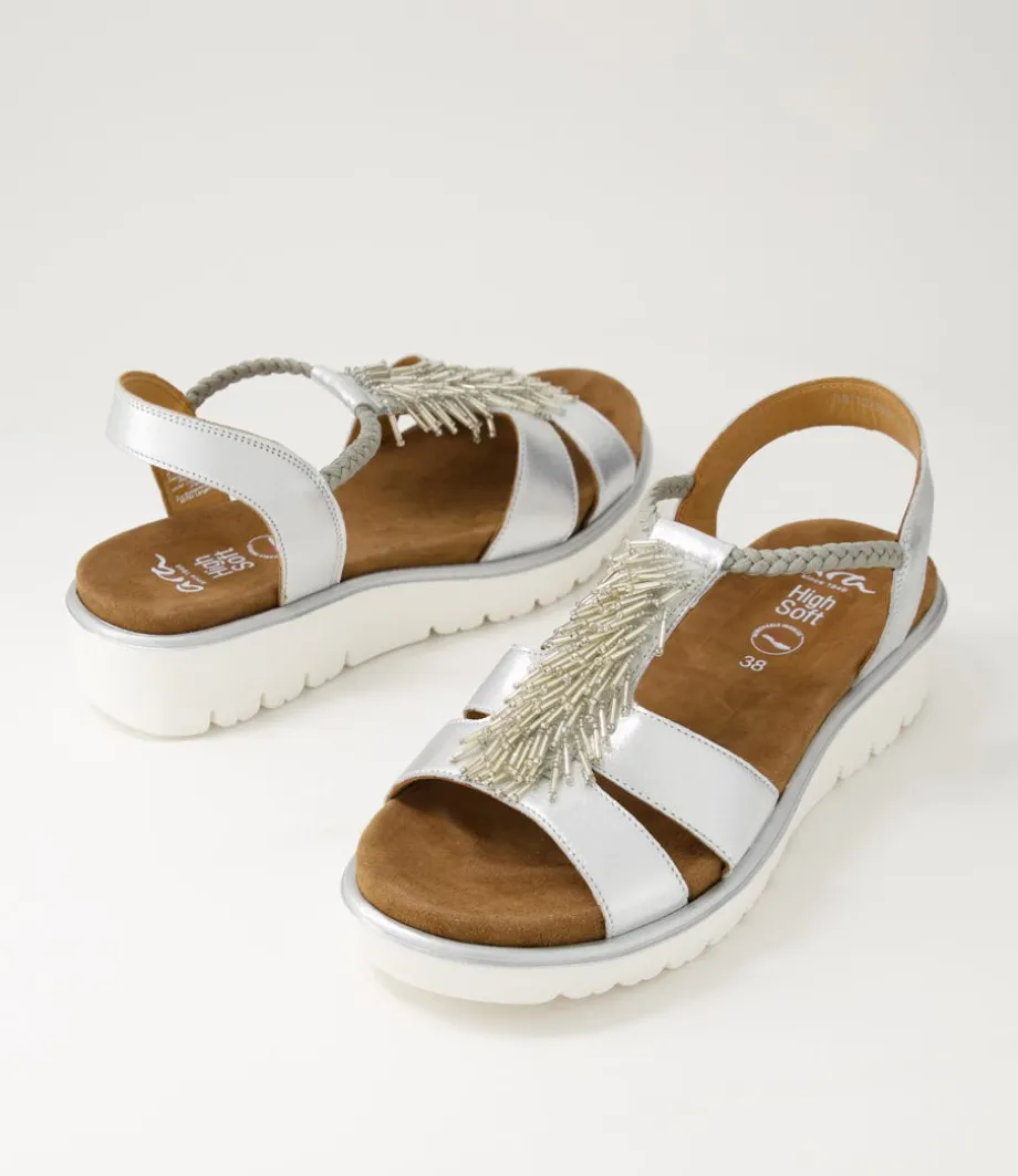 Bilbao 12 Silber Leather Sandals