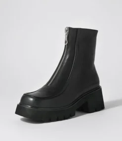 Bilbay Black Leather Ankle Boots
