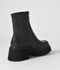 Bilbay Black Leather Ankle Boots