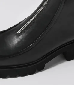 Bilbay Black Leather Ankle Boots