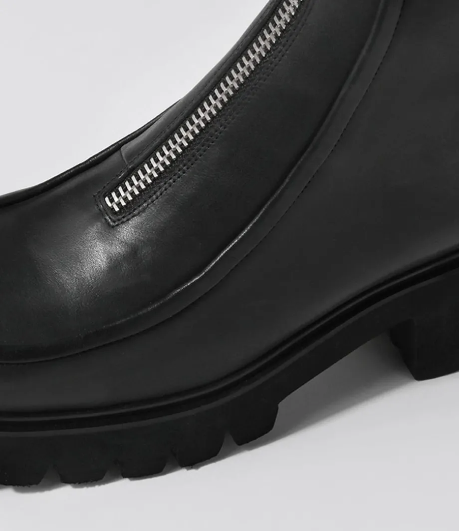 Bilbay Black Leather Ankle Boots