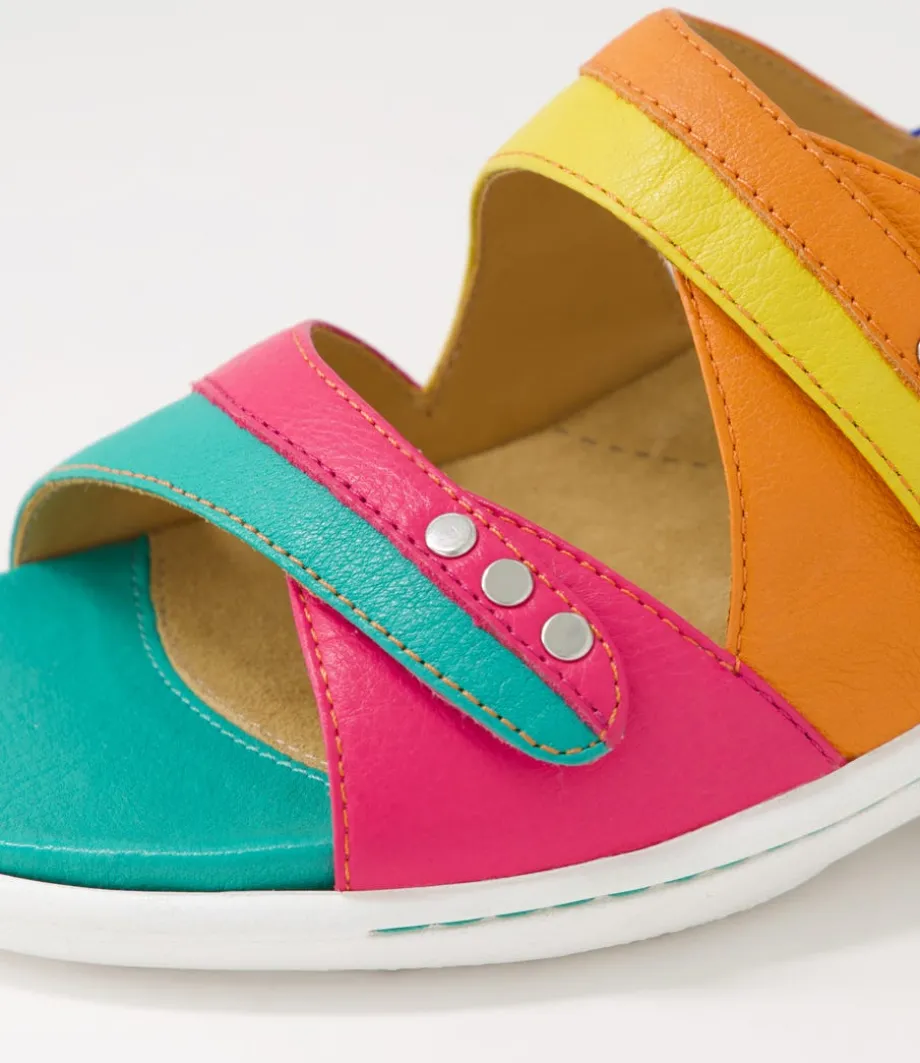 Bizzy W Bright Multi Leather Sandals