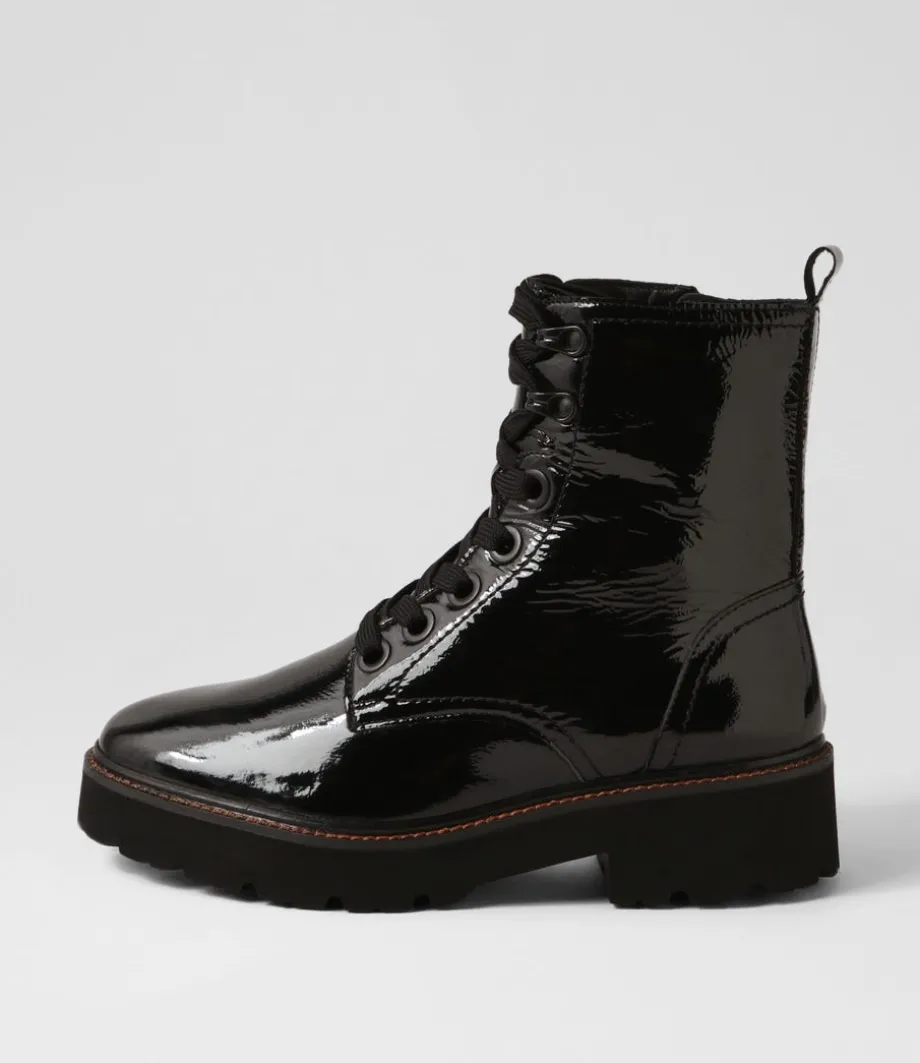 Bologna 13 Black Leather Lace Up Boots