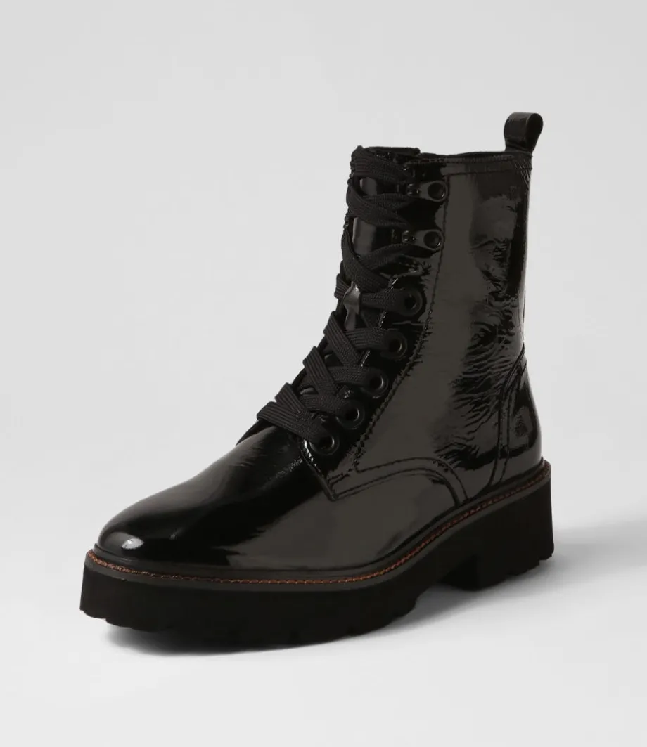 Bologna 13 Black Leather Lace Up Boots