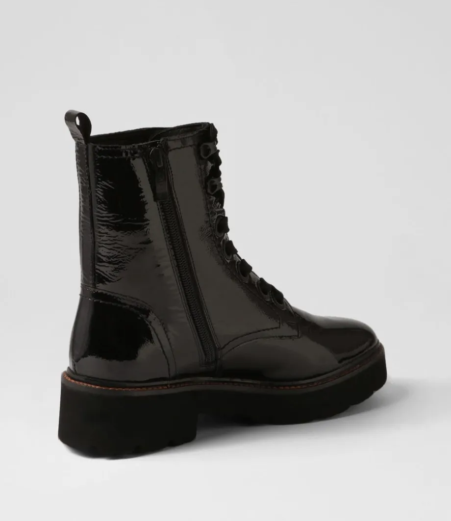 Bologna 13 Black Leather Lace Up Boots