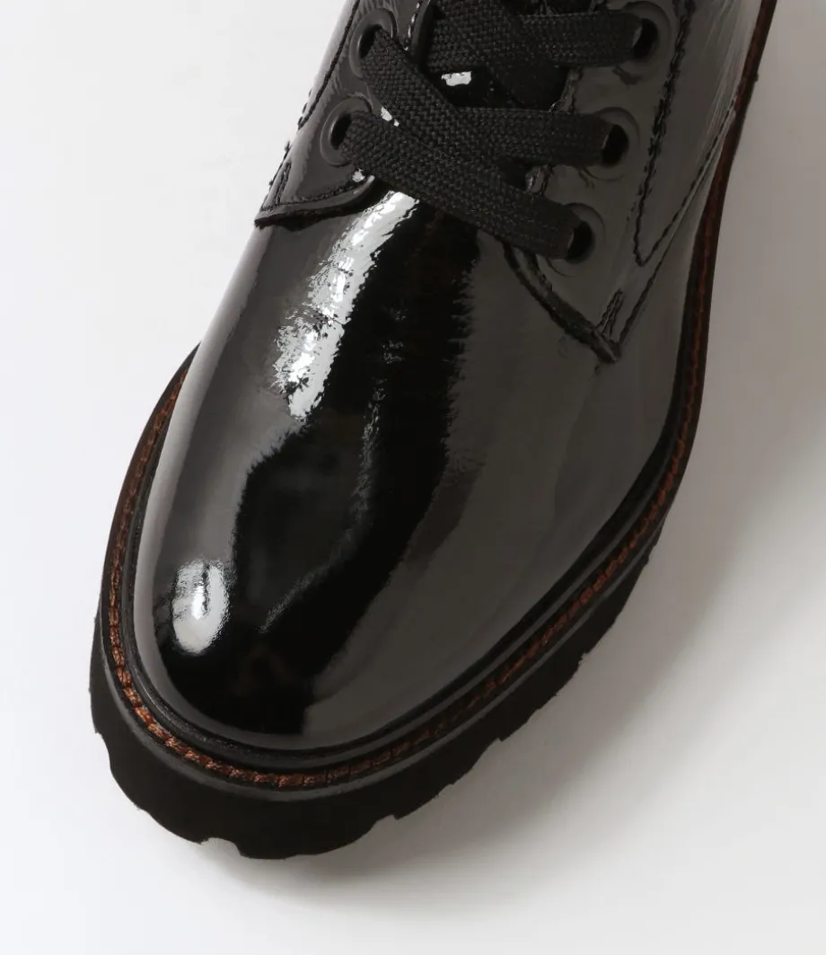 Bologna 13 Black Leather Lace Up Boots