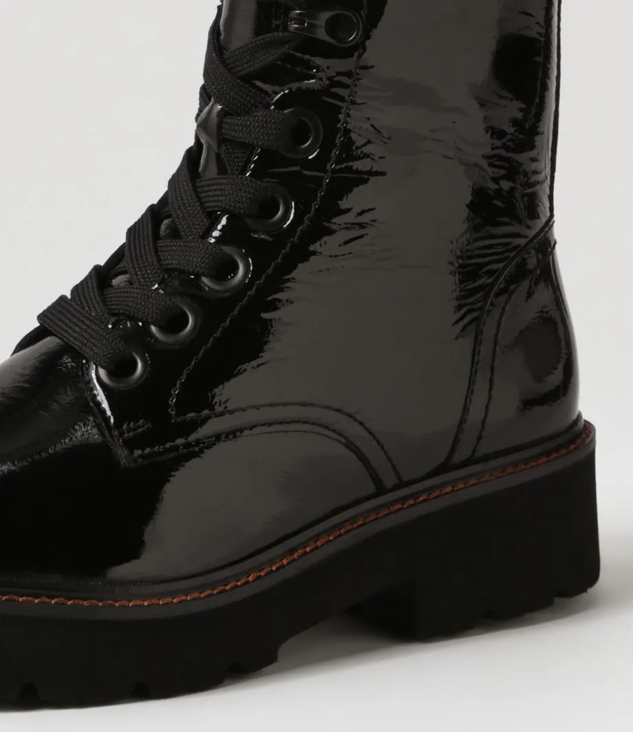 Bologna 13 Black Leather Lace Up Boots
