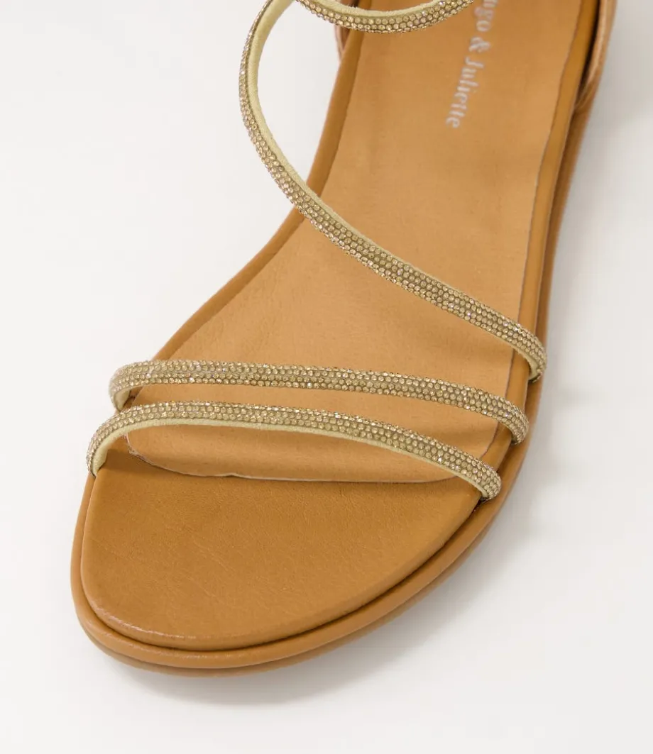 Bonn Tan Jewel Fabric Leather Sandals