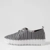 Brenda Black White Stripe Leather Sneakers