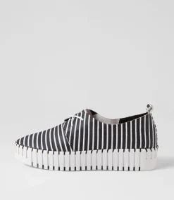 Brenda Black White Stripe Leather Sneakers