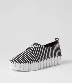 Brenda Black White Stripe Leather Sneakers