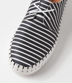 Brenda Black White Stripe Leather Sneakers