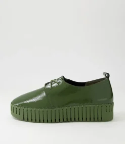 Brenda Khaki Patent Leather Sneakers