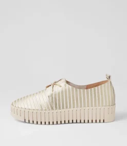 Brenda Milk Gold Stripe Leather Sneakers