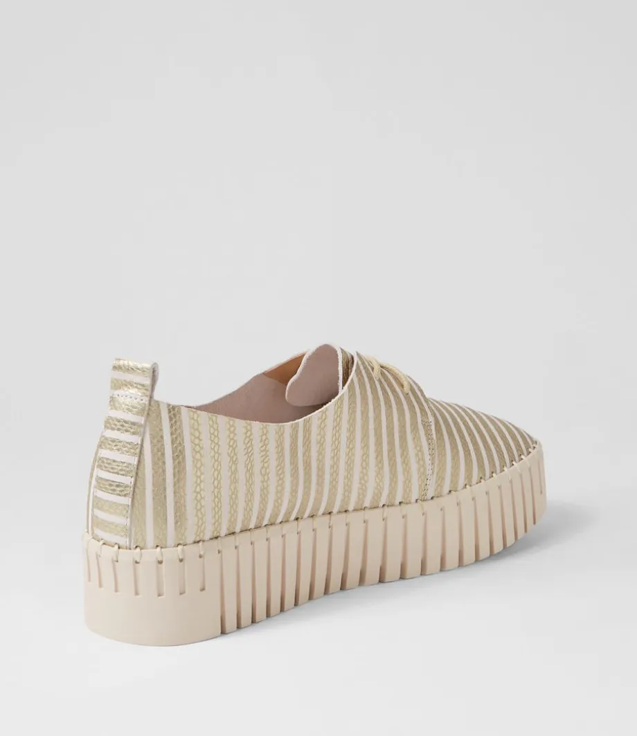 Brenda Milk Gold Stripe Leather Sneakers